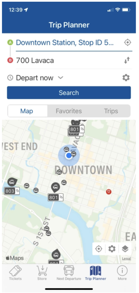 You can use the CapMetro app to plan your next trip.