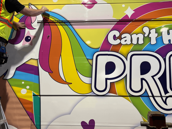 A sneak preview of the 2023 CapMetro Pride bus.